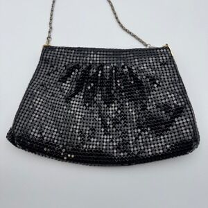 Vanessa Black Mesh Evening Bag Chain Strap Glamorous‎ Party Clutch